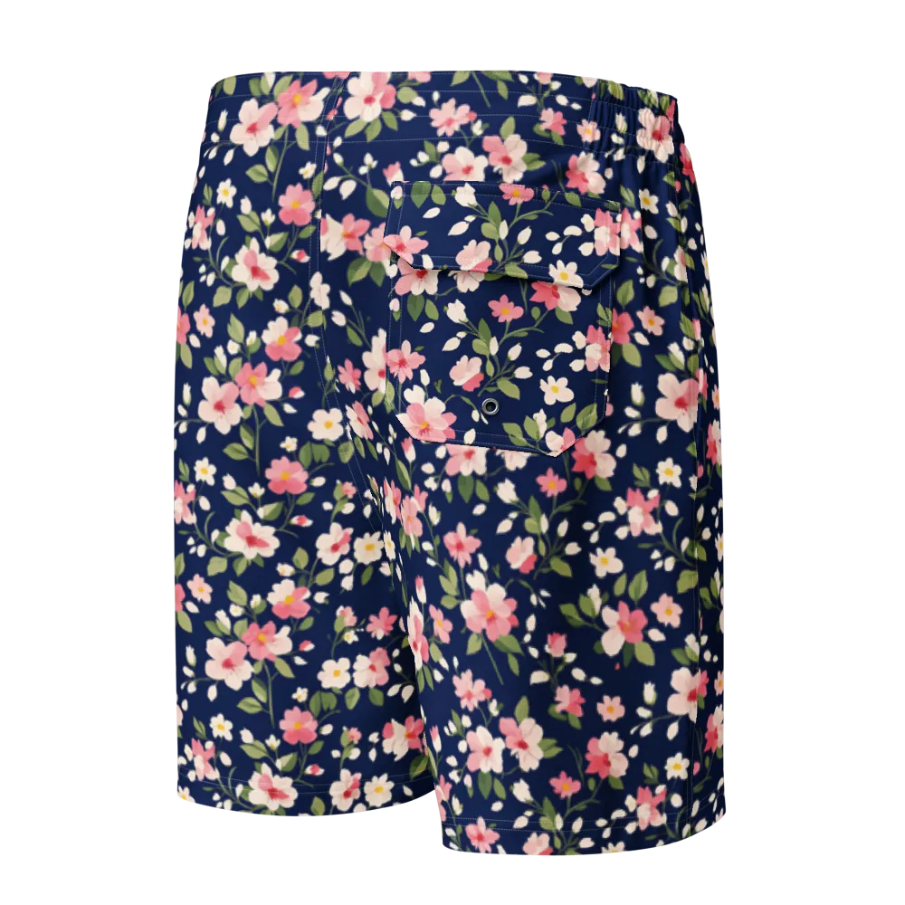 Midnight Blossom on Men's Board Shorts — Back
