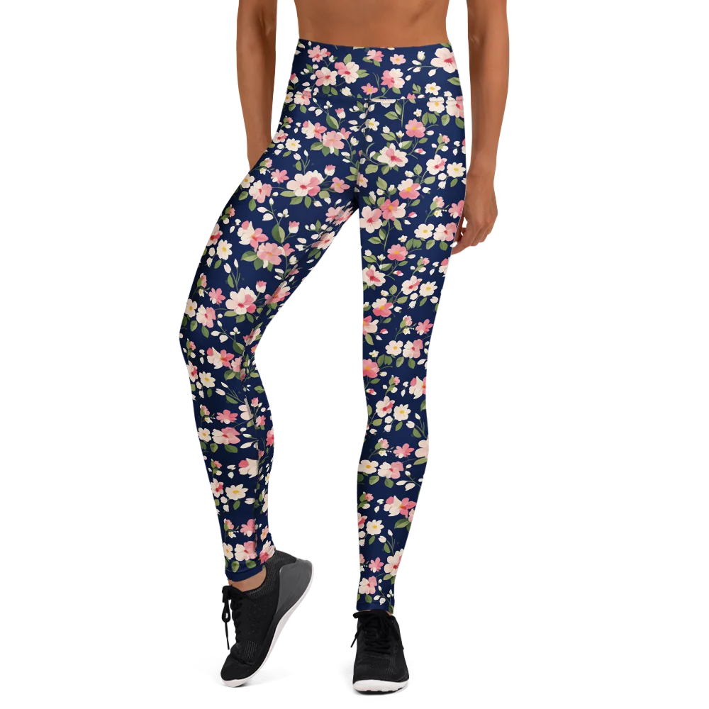 Midnight Blossom on Yoga Leggings — Front