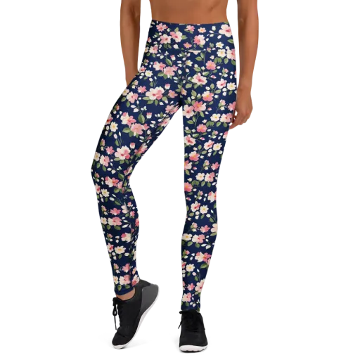 Midnight Blossom on a Yoga Leggings