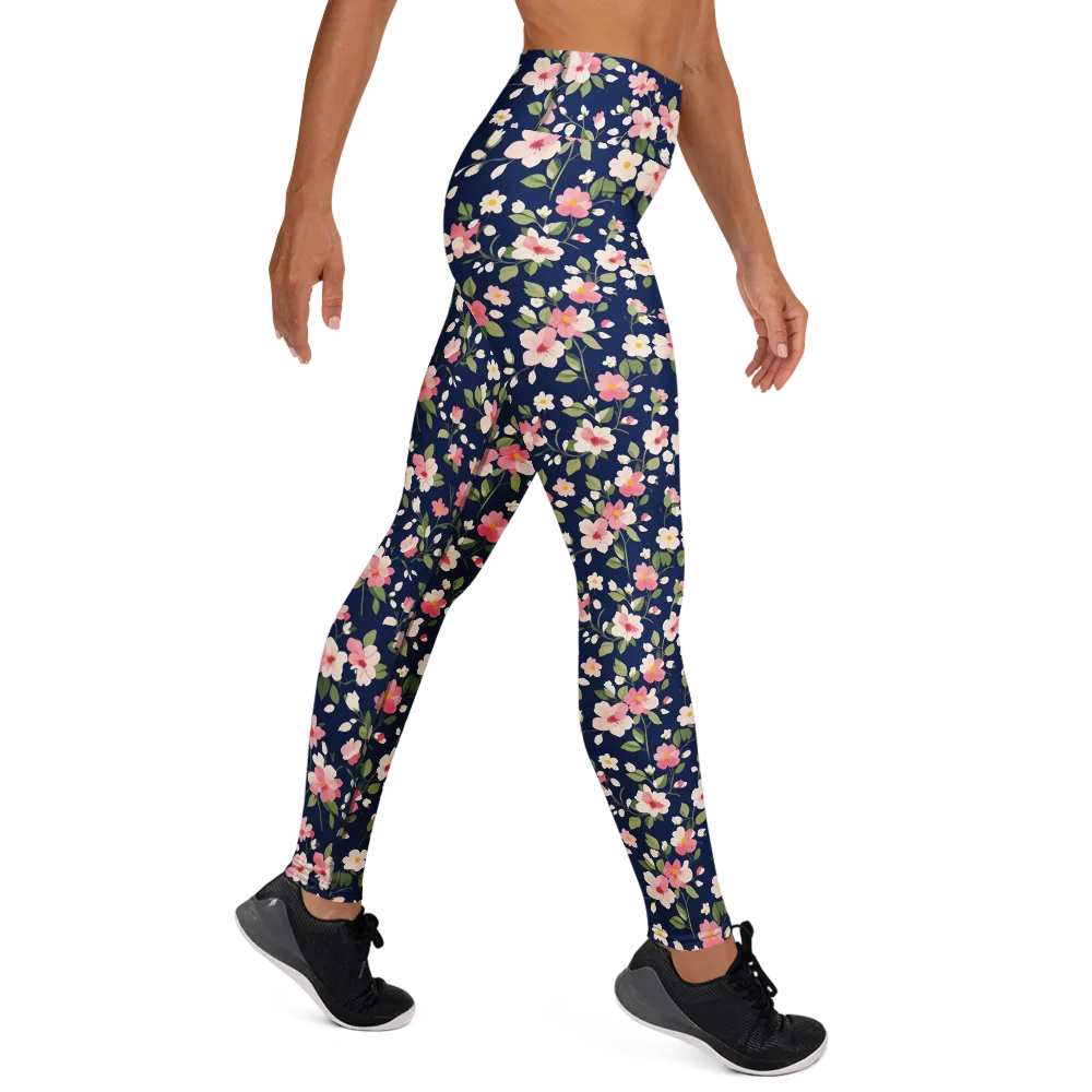 Midnight Blossom on Yoga Leggings — Right
