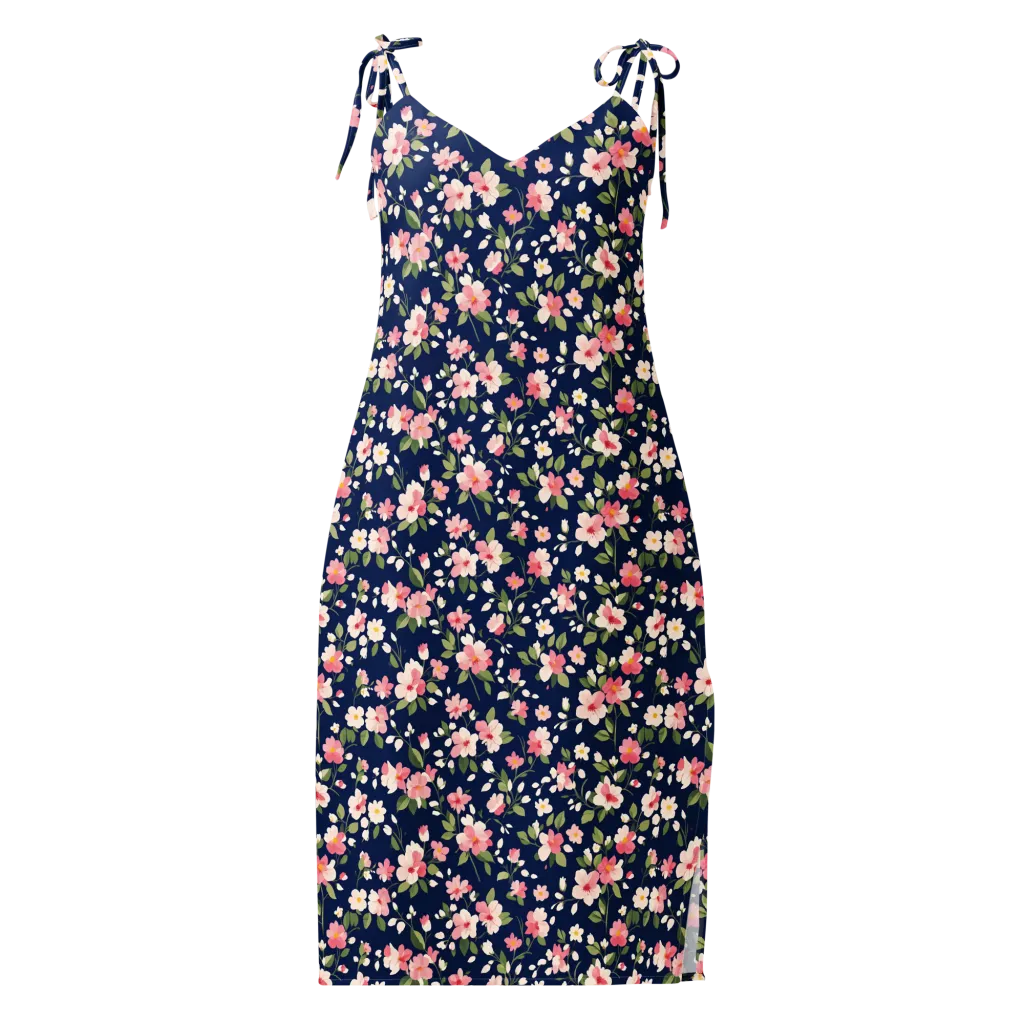Midnight Blossom on Slip Dress — Front