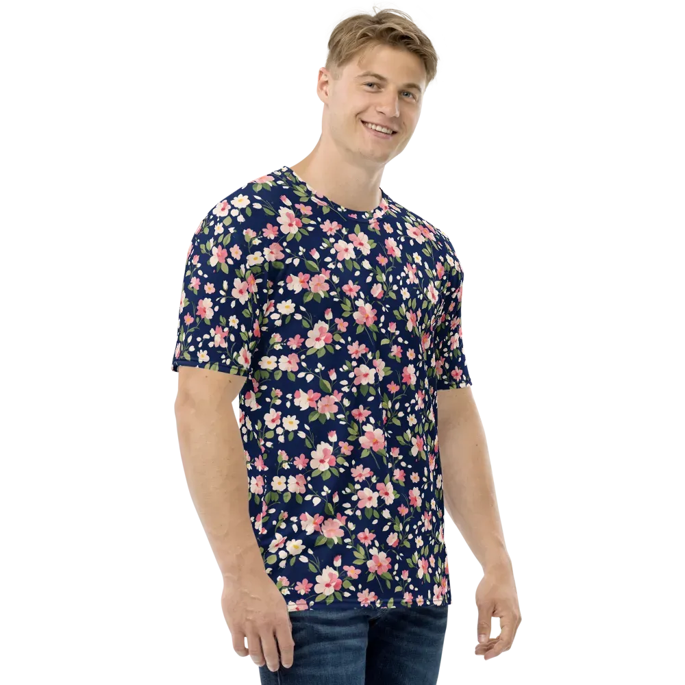 Midnight Blossom on Men's Crew Neck T-Shirt — Right