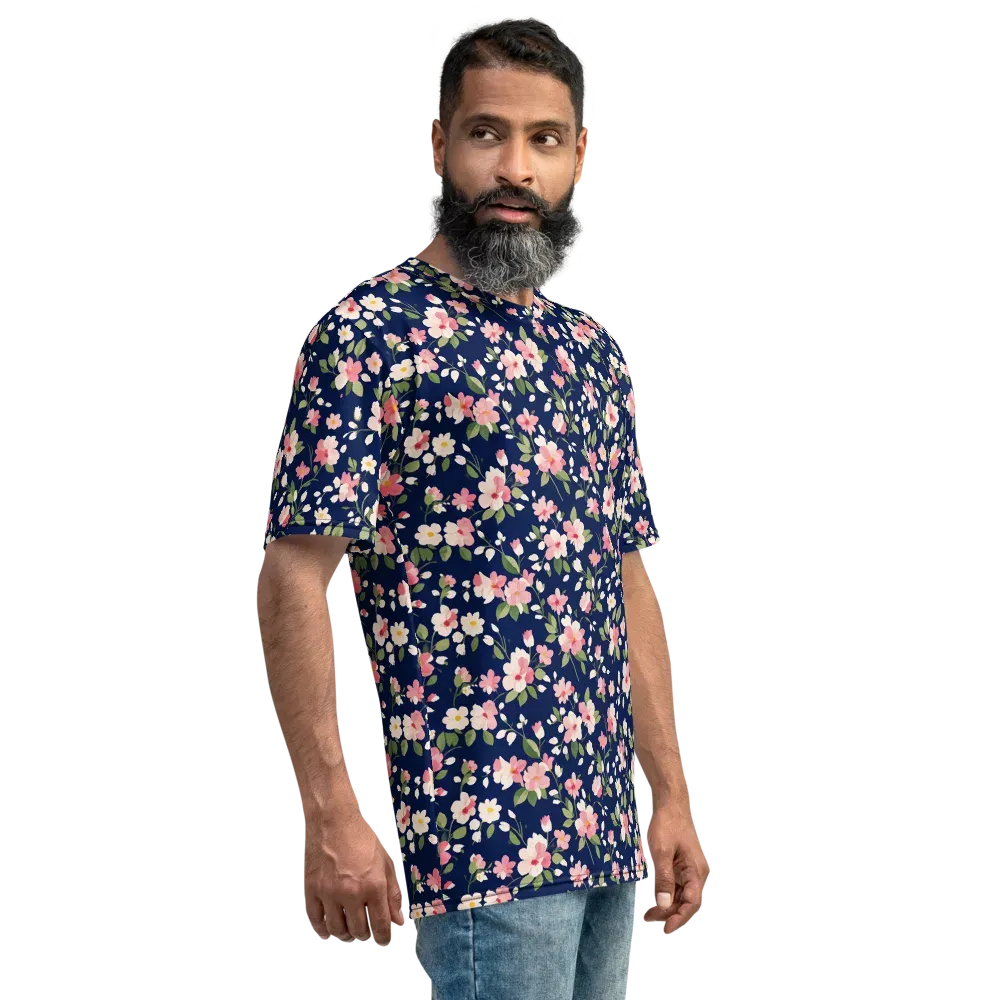 Midnight Blossom on Men's Crew Neck T-Shirt — Right