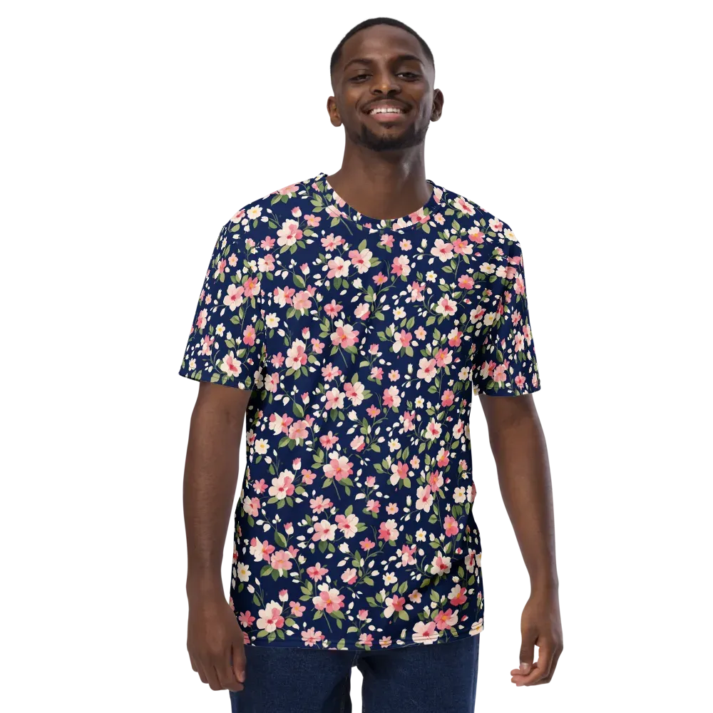 Midnight Blossom on Men's Crew Neck T-Shirt — Front