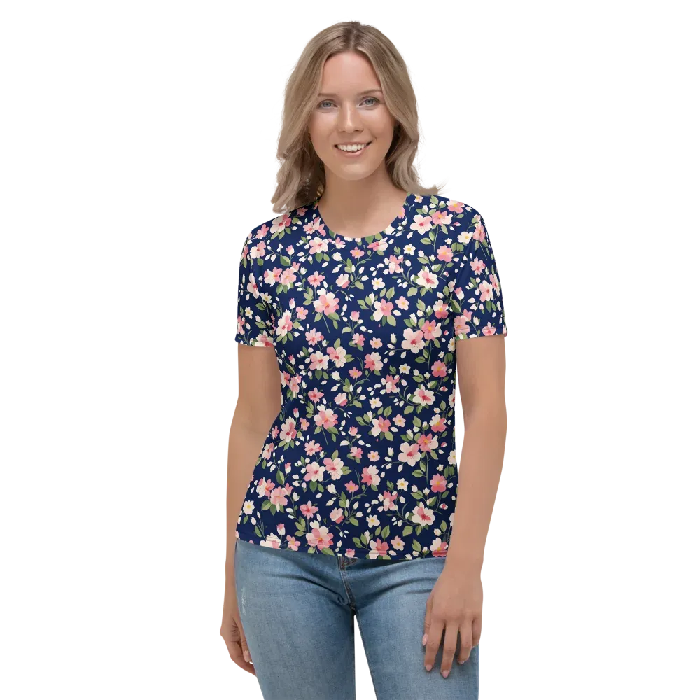 Midnight Blossom on Women's Crew Neck T-Shirt — Front