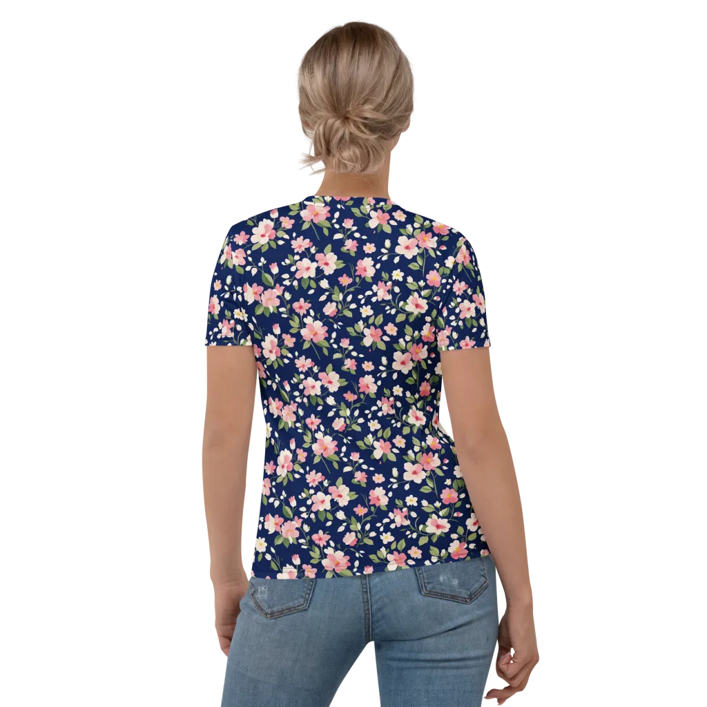 Midnight Blossom on Women's Crew Neck T-Shirt — Back