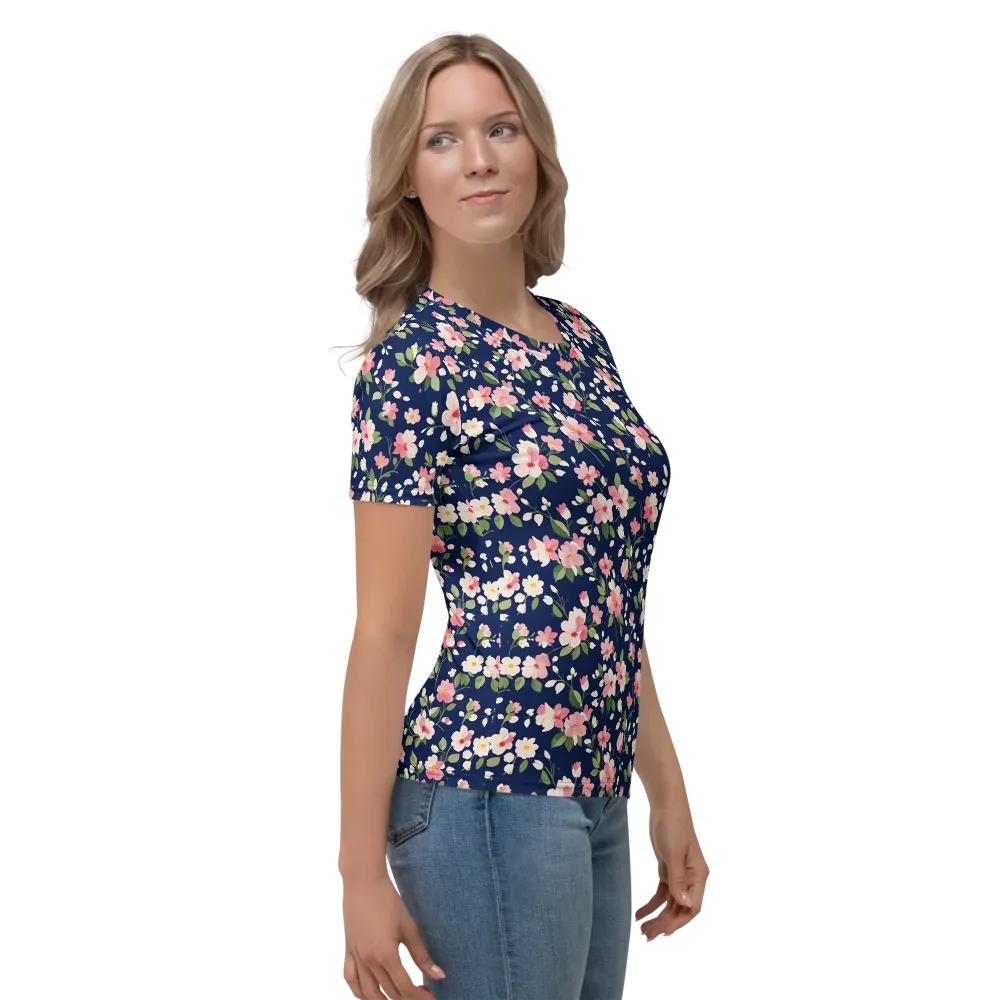 Midnight Blossom on Women's Crew Neck T-Shirt — Right