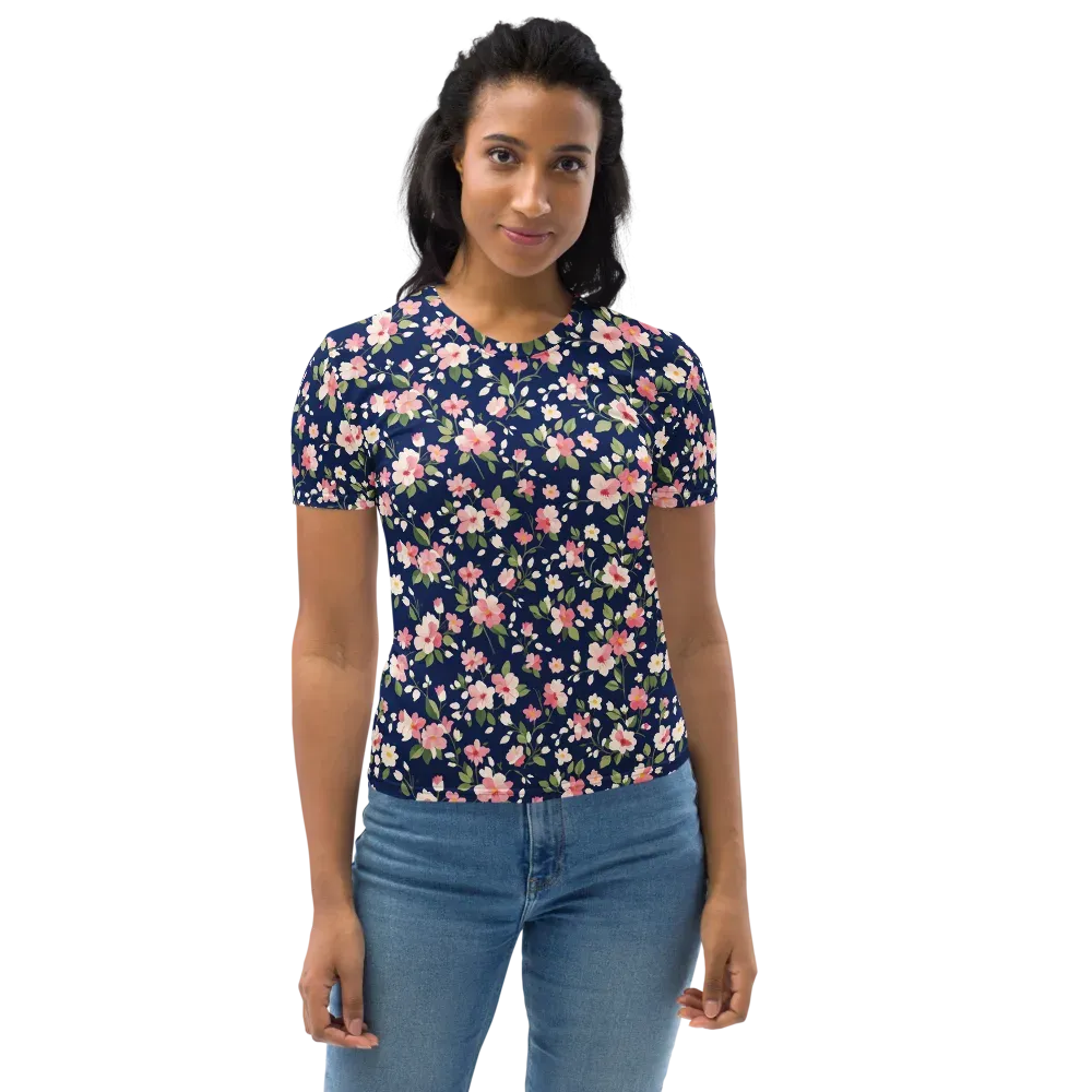Midnight Blossom on Women's Crew Neck T-Shirt — Front