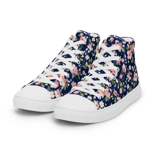 Midnight Blossom on a Women's High Top Canvas Shoes