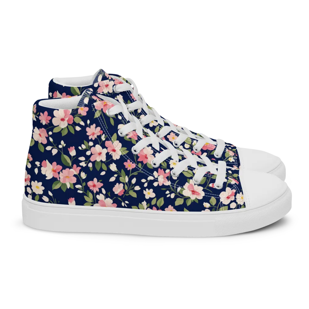 Midnight Blossom on Women's High Top Canvas Shoes — Right