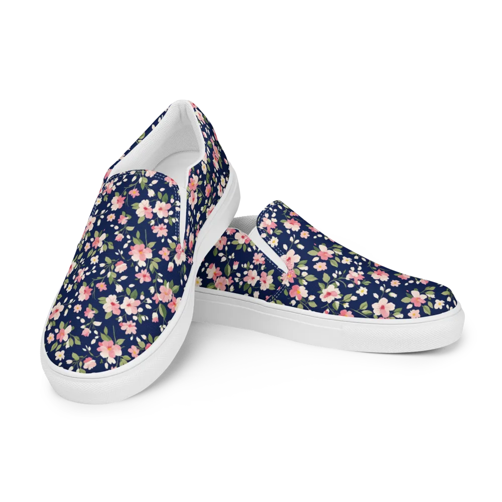 Midnight Blossom on Men's Slip-On Canvas Shoes — Left Front