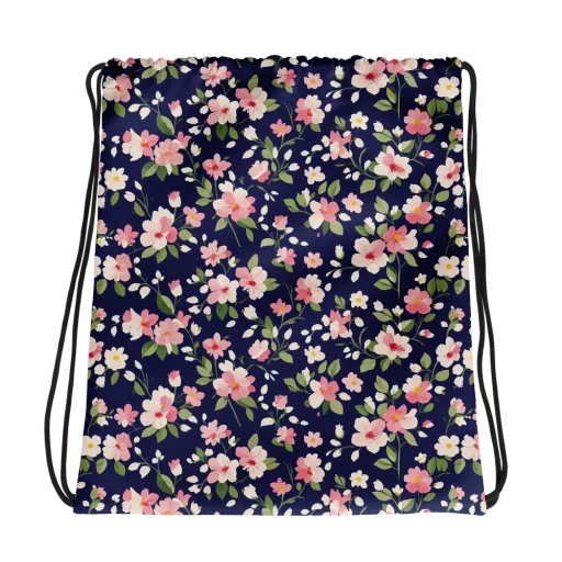 Midnight Blossom on a Drawstring Bag