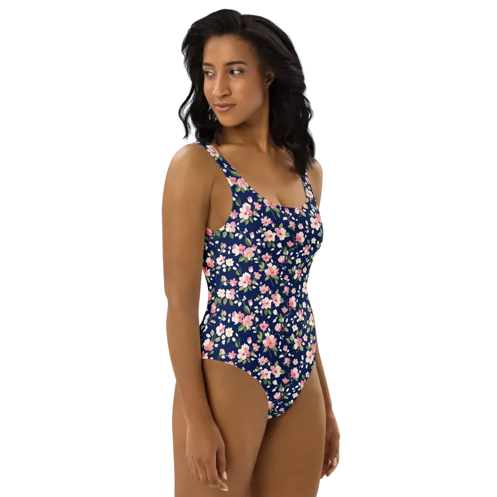 Midnight Blossom on One-Piece Swimsuit — Right
