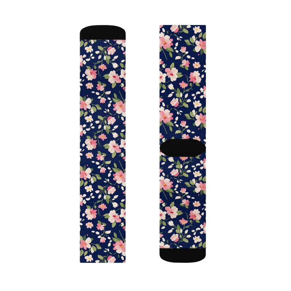 Midnight Blossom on Socks — Left Sock