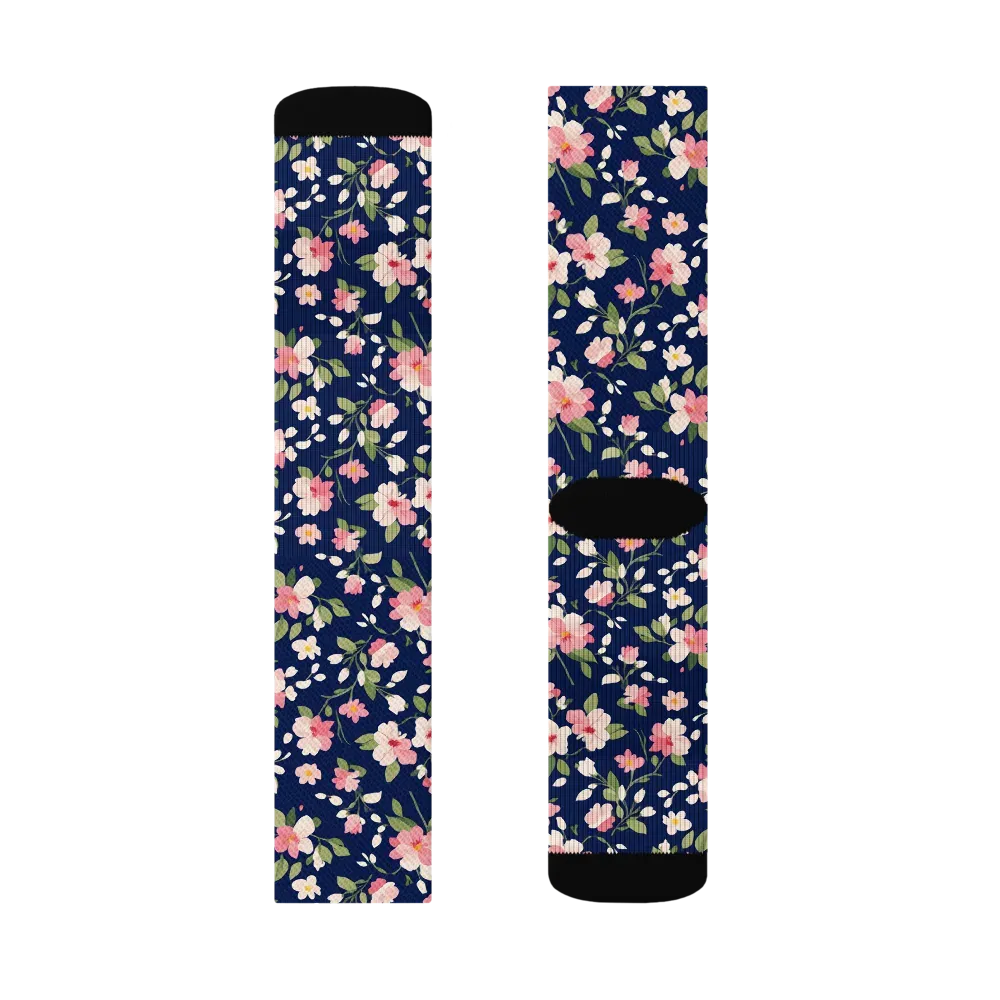 Midnight Blossom on Socks — Right Sock
