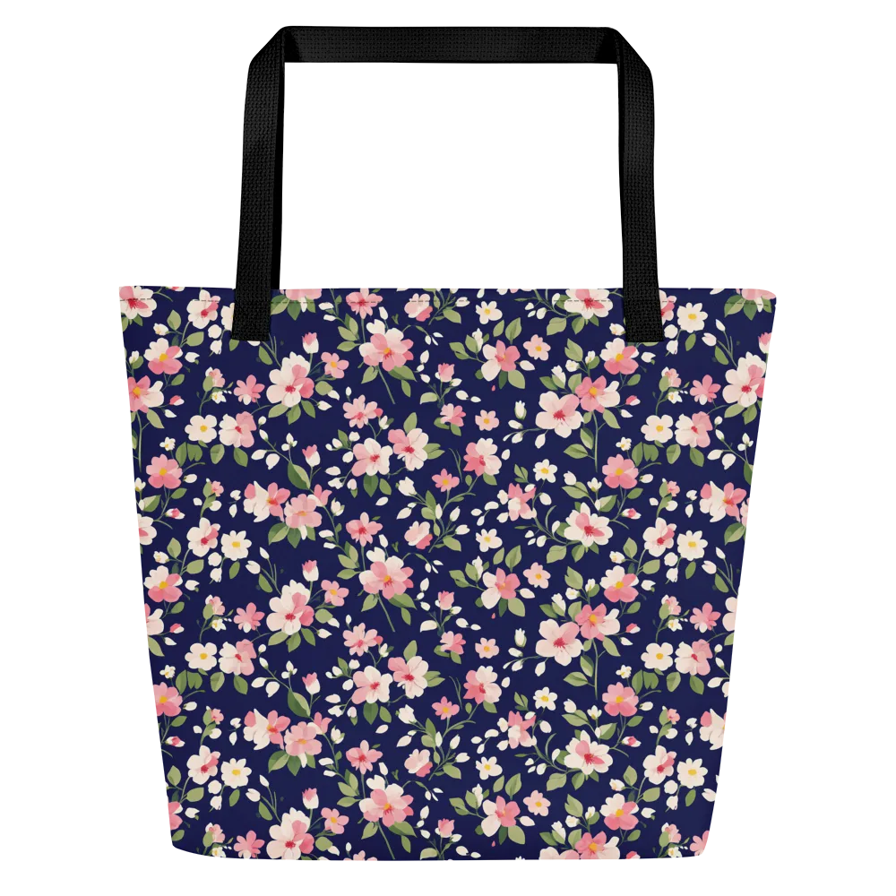 Midnight Blossom on Large Tote Bag W/ Pocket — Front