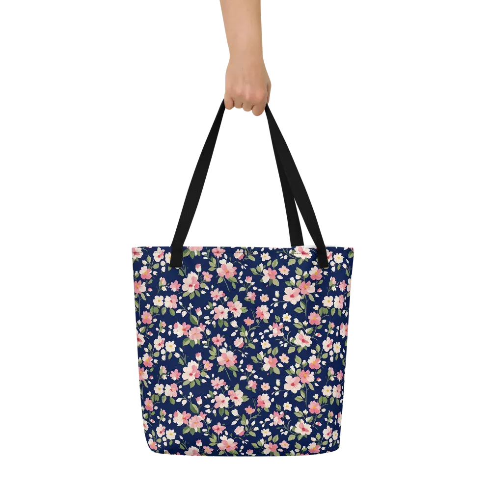 Midnight Blossom on Large Tote Bag W/ Pocket — Front