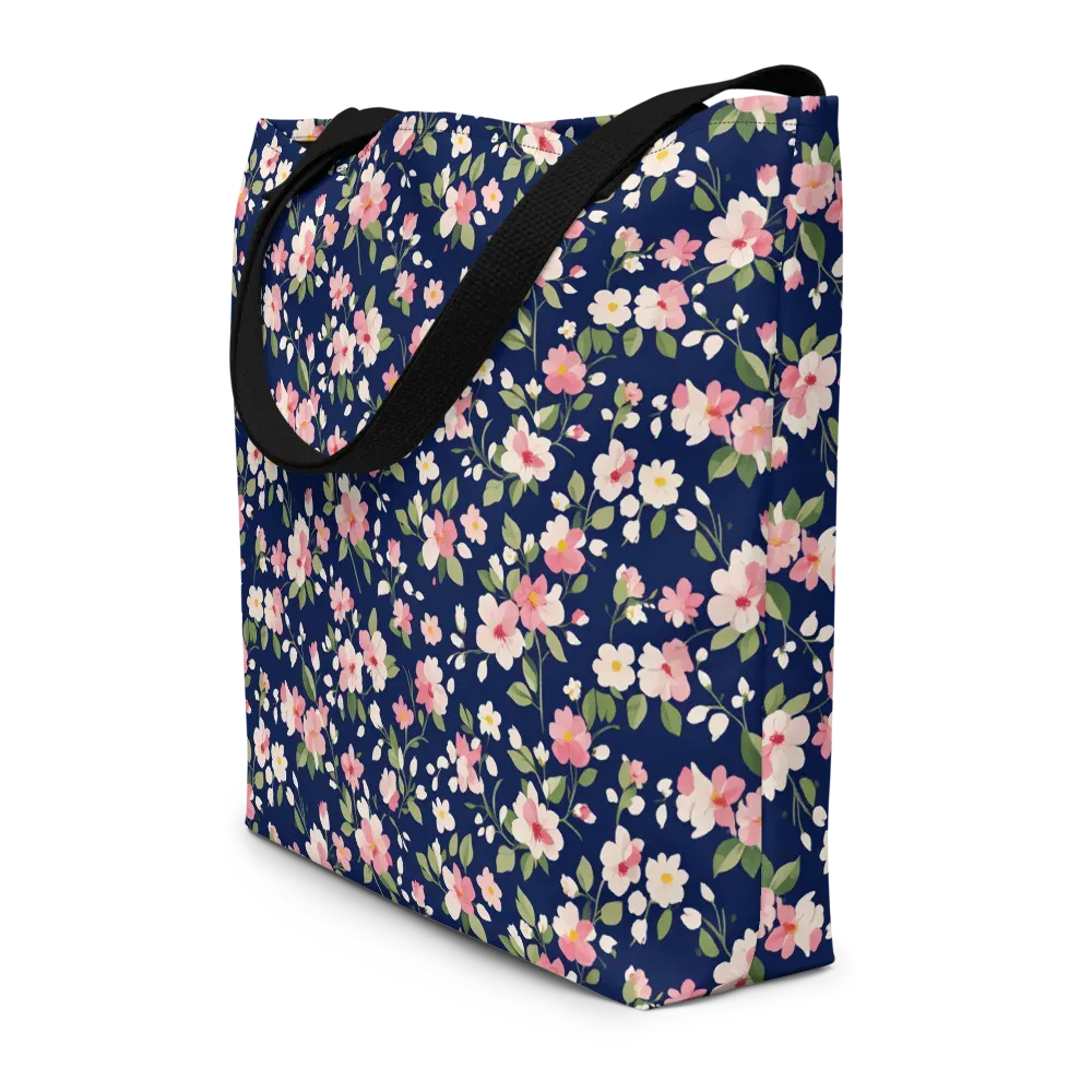 Midnight Blossom on Large Tote Bag W/ Pocket — Front