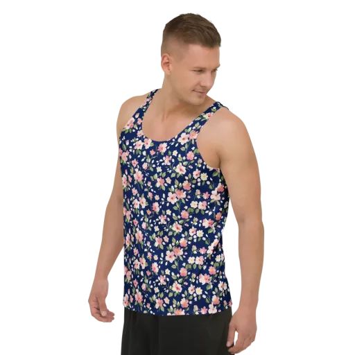 Midnight Blossom on a Men's Tank Top