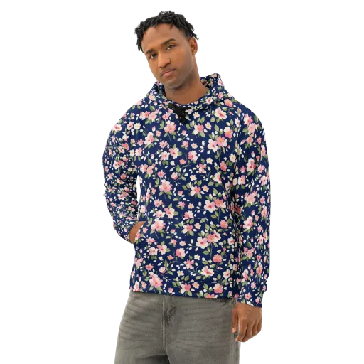 Midnight Blossom on a Cotton Hoodie