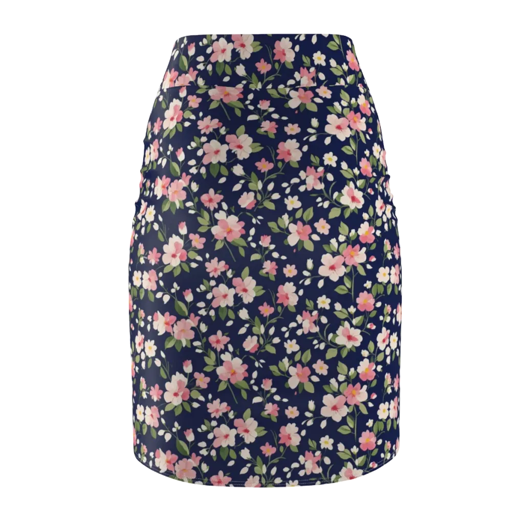 Midnight Blossom on Pencil Skirt — Back