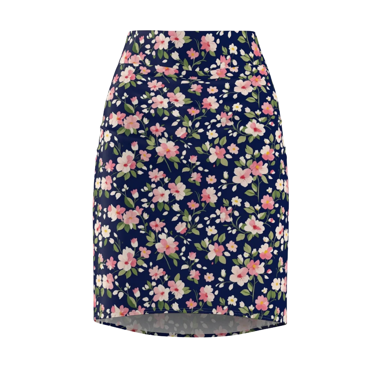 Midnight Blossom on Pencil Skirt — Front