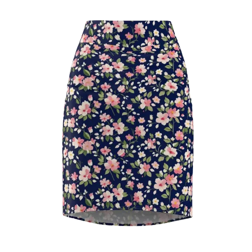 Midnight Blossom on a Pencil Skirt