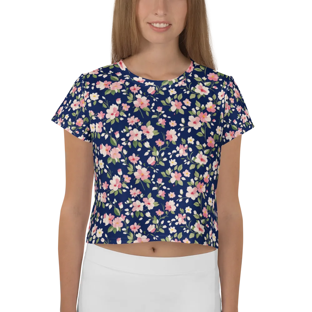 Midnight Blossom on Crop Tee — Front