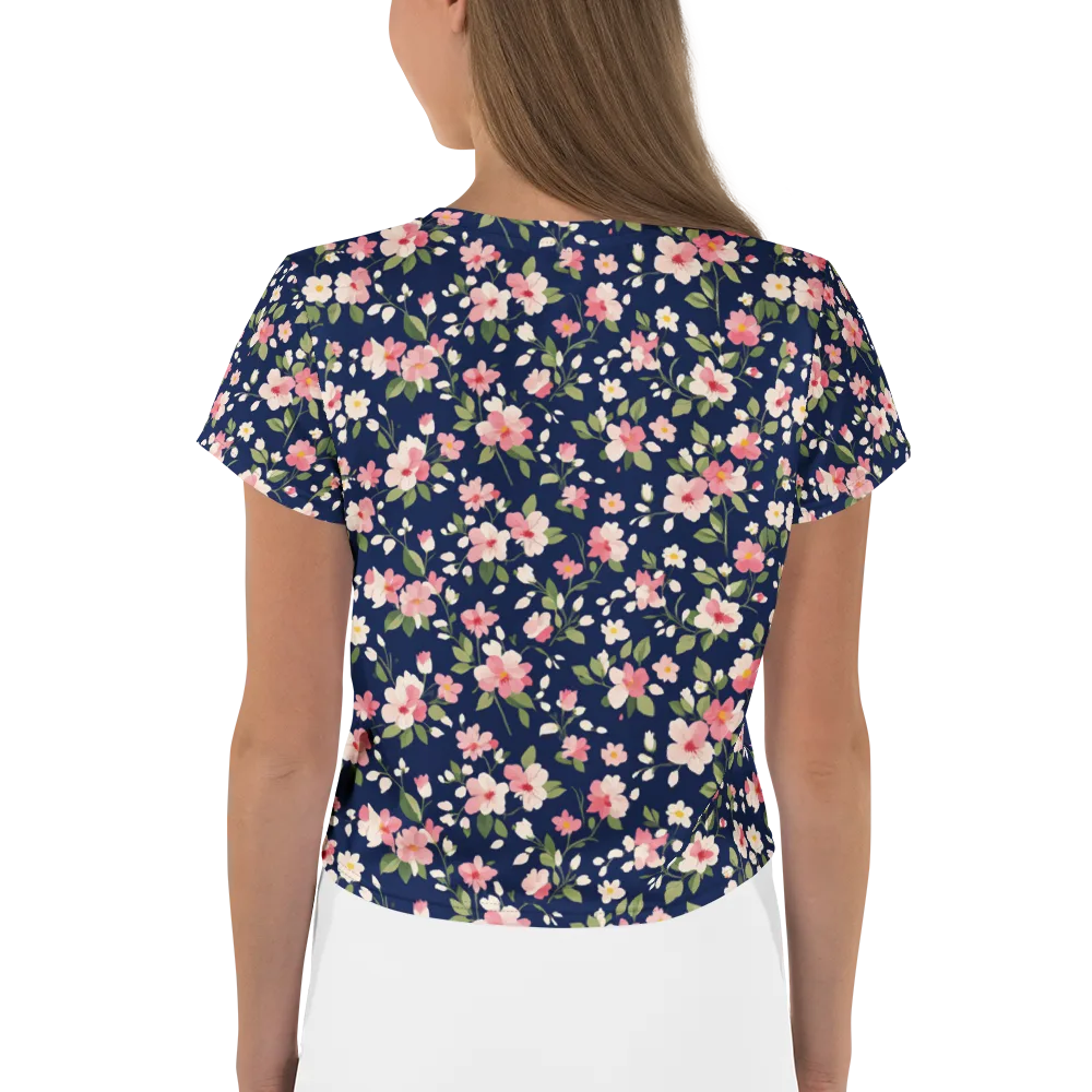 Midnight Blossom on Crop Tee — Back