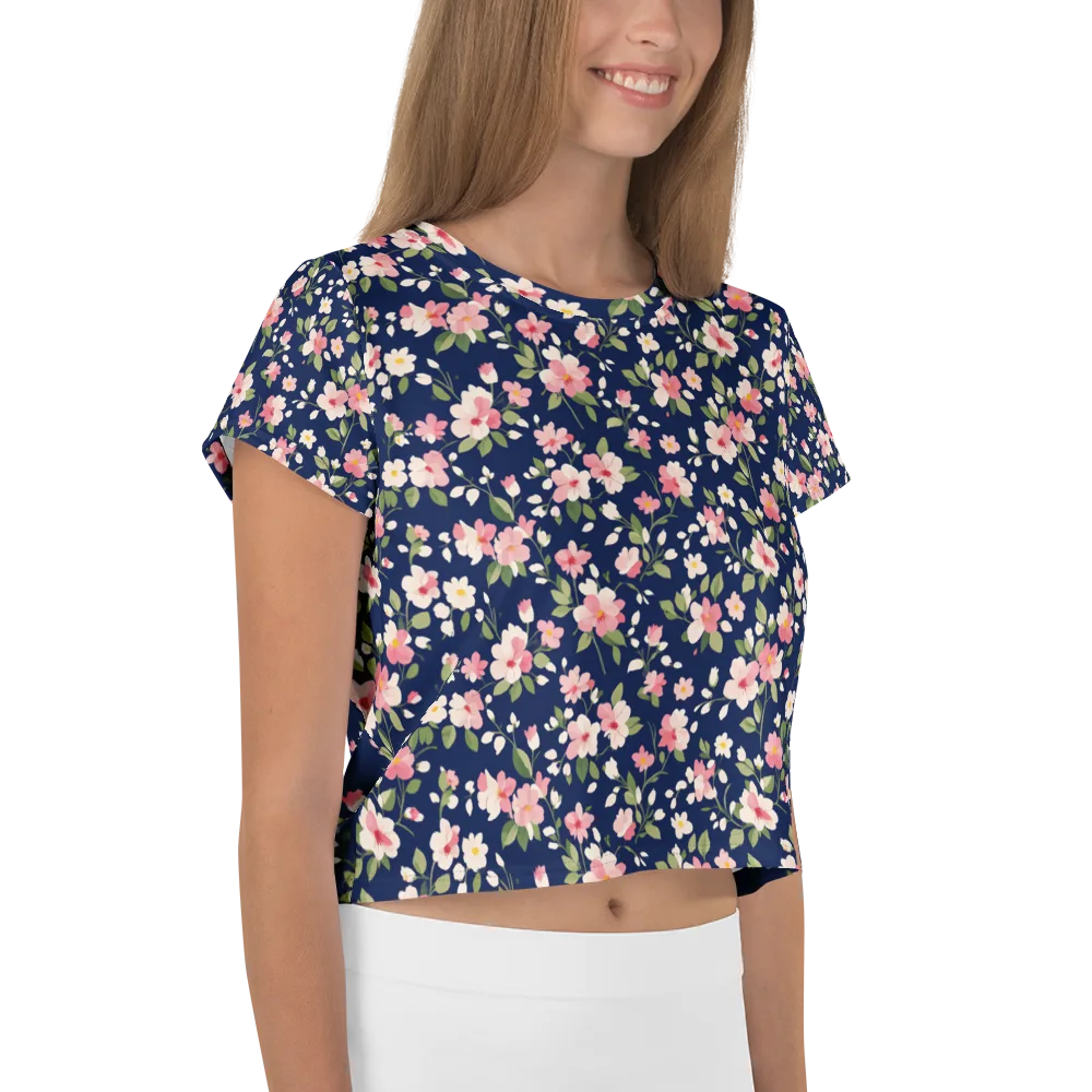 Midnight Blossom on Crop Tee — Right