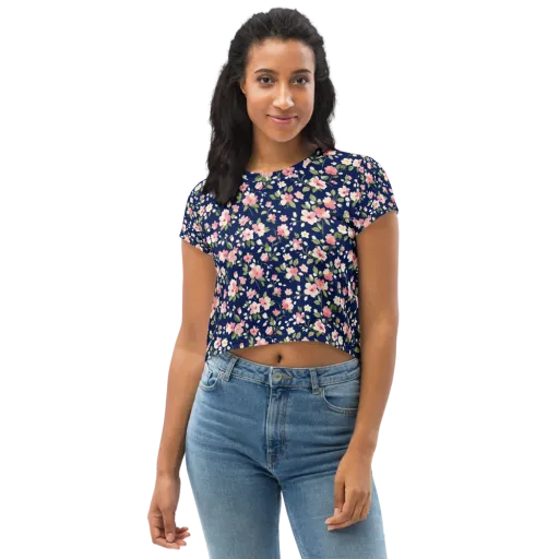 Midnight Blossom on a Crop Tee