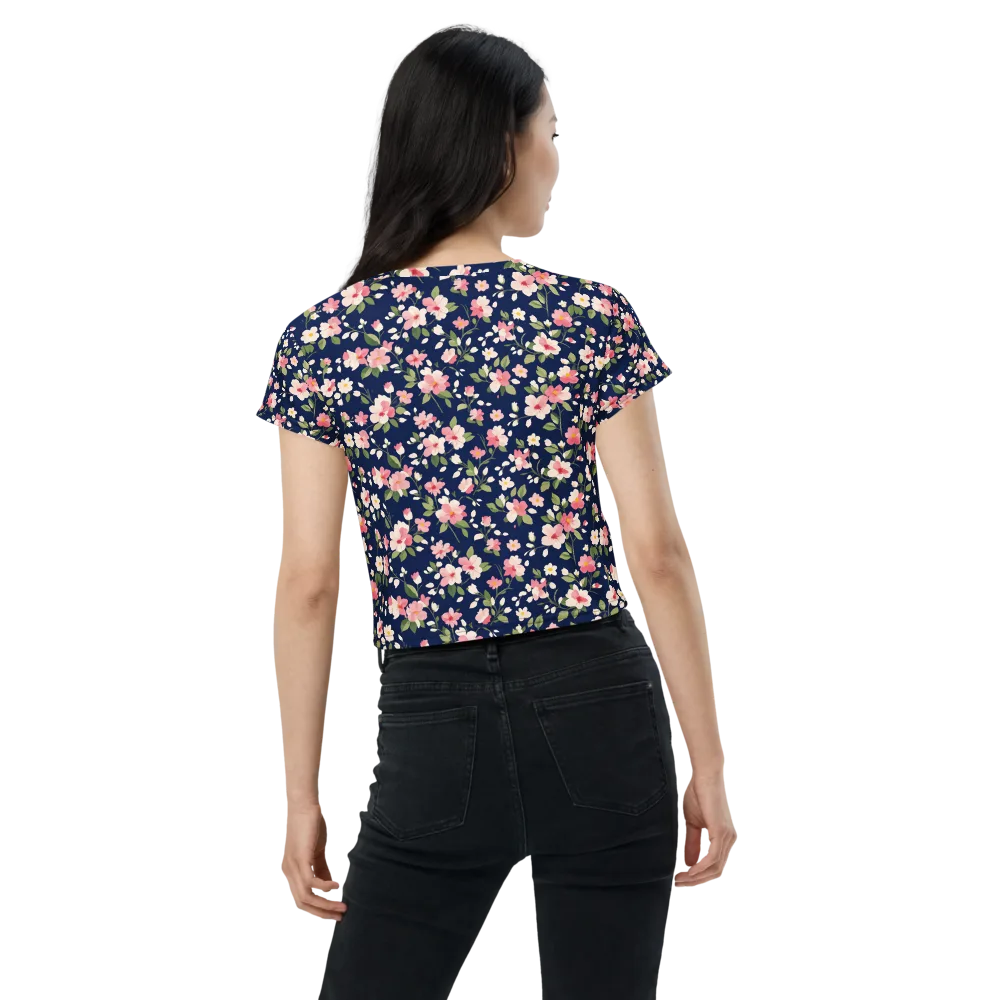 Midnight Blossom on Crop Tee — Back