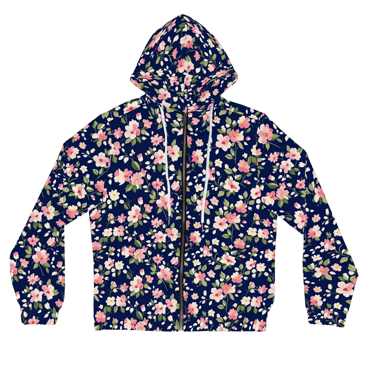 Midnight Blossom on Women's Full-Zip Hoodie — Front