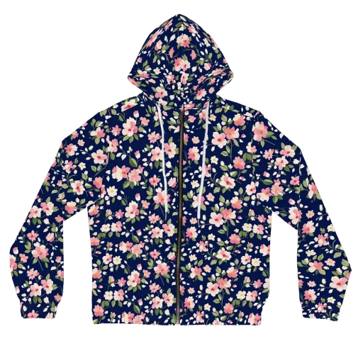 Midnight Blossom on a Women's Full-Zip Hoodie