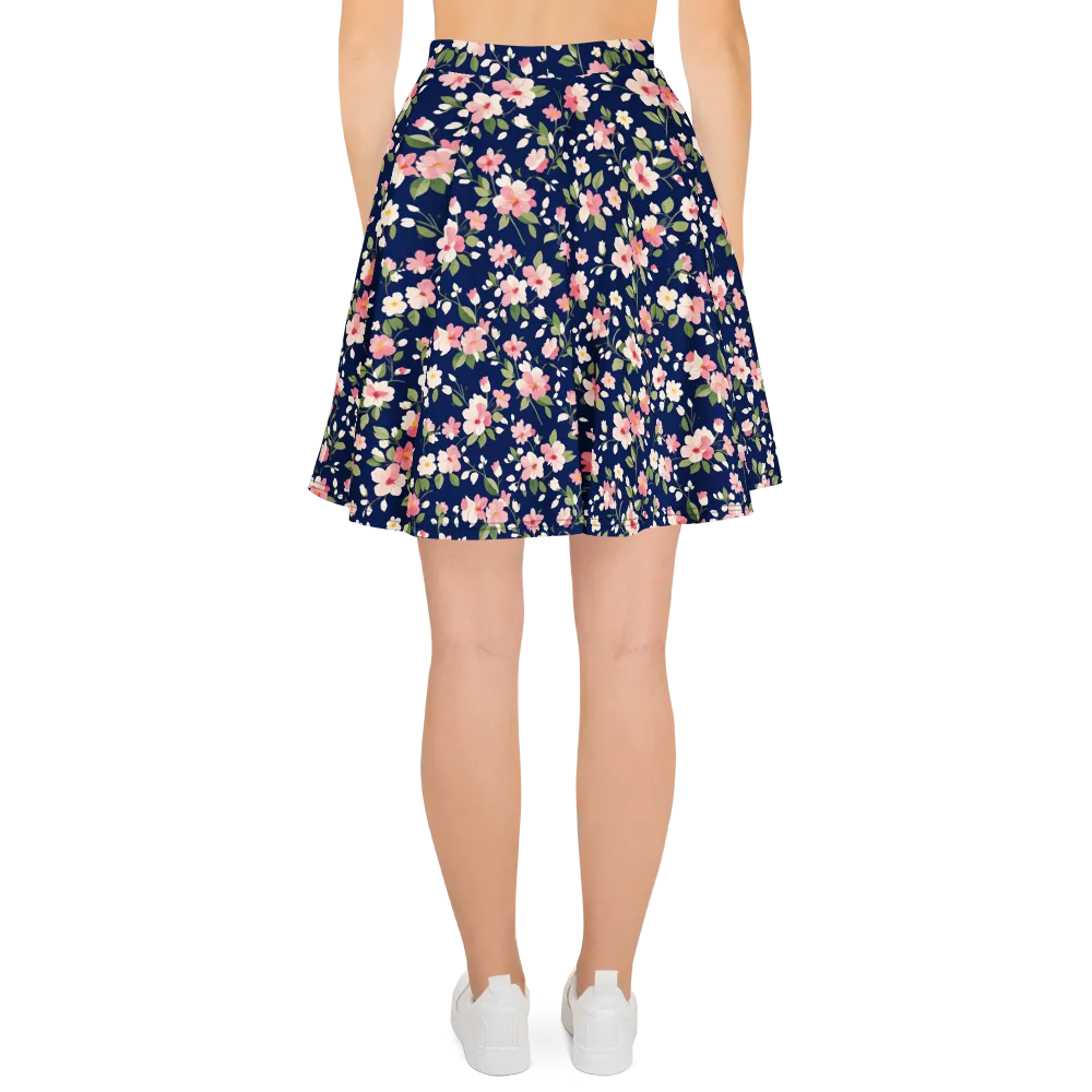 Midnight Blossom on Skater Skirt — Back