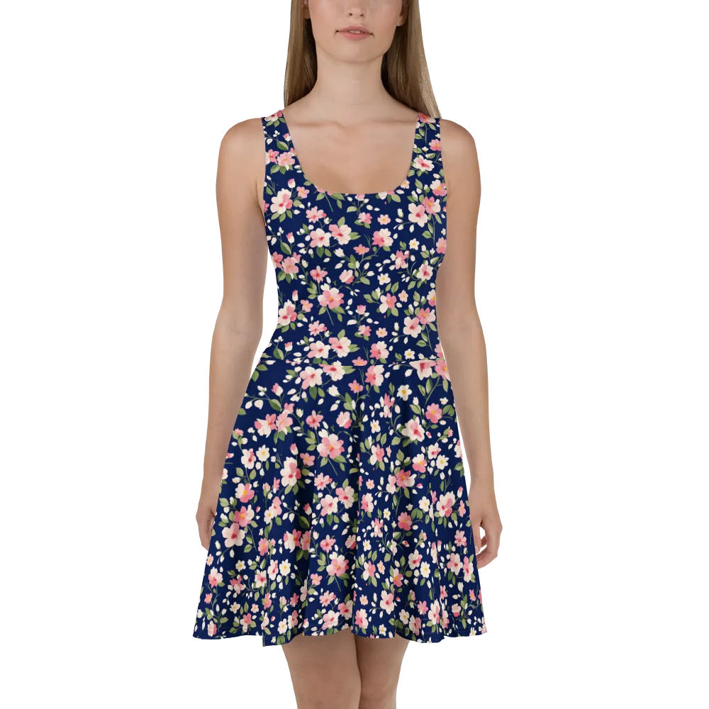 Midnight Blossom on Skater Dress — Front