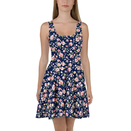 Midnight Blossom on a Skater Dress