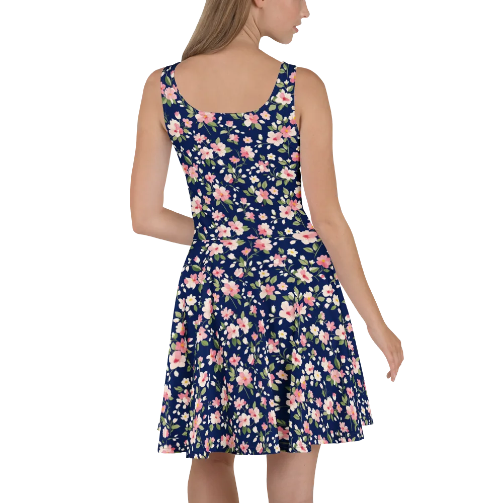 Midnight Blossom on Skater Dress — Back
