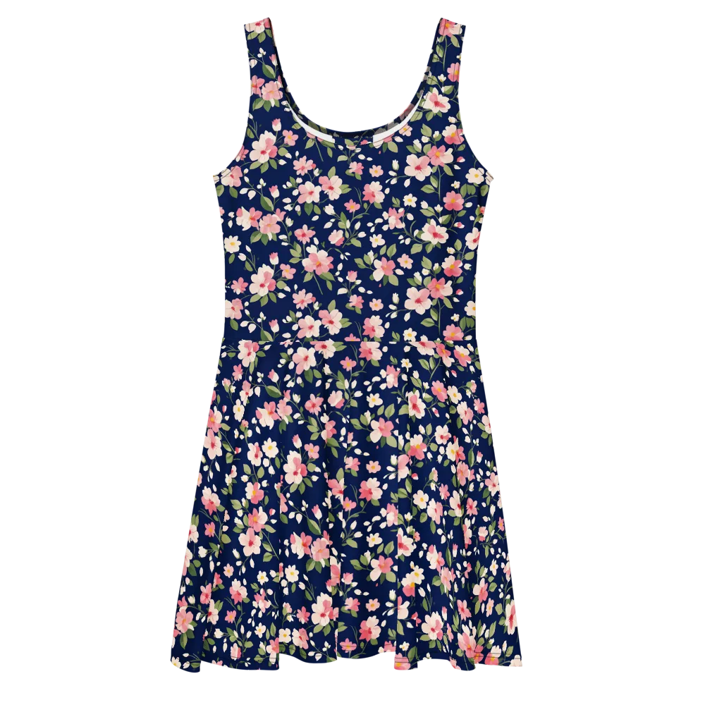 Midnight Blossom on Skater Dress — Front