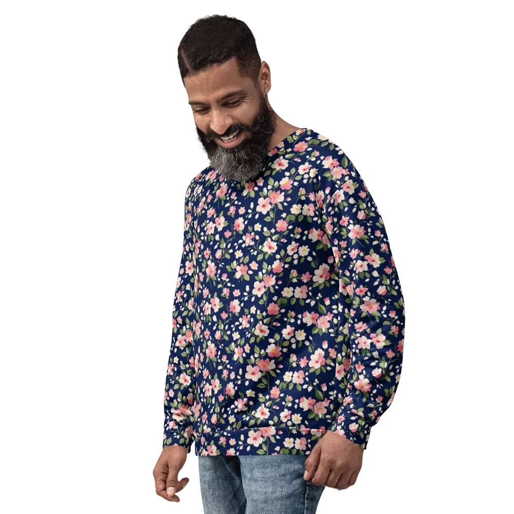 Midnight Blossom on Sweatshirt — Left Front