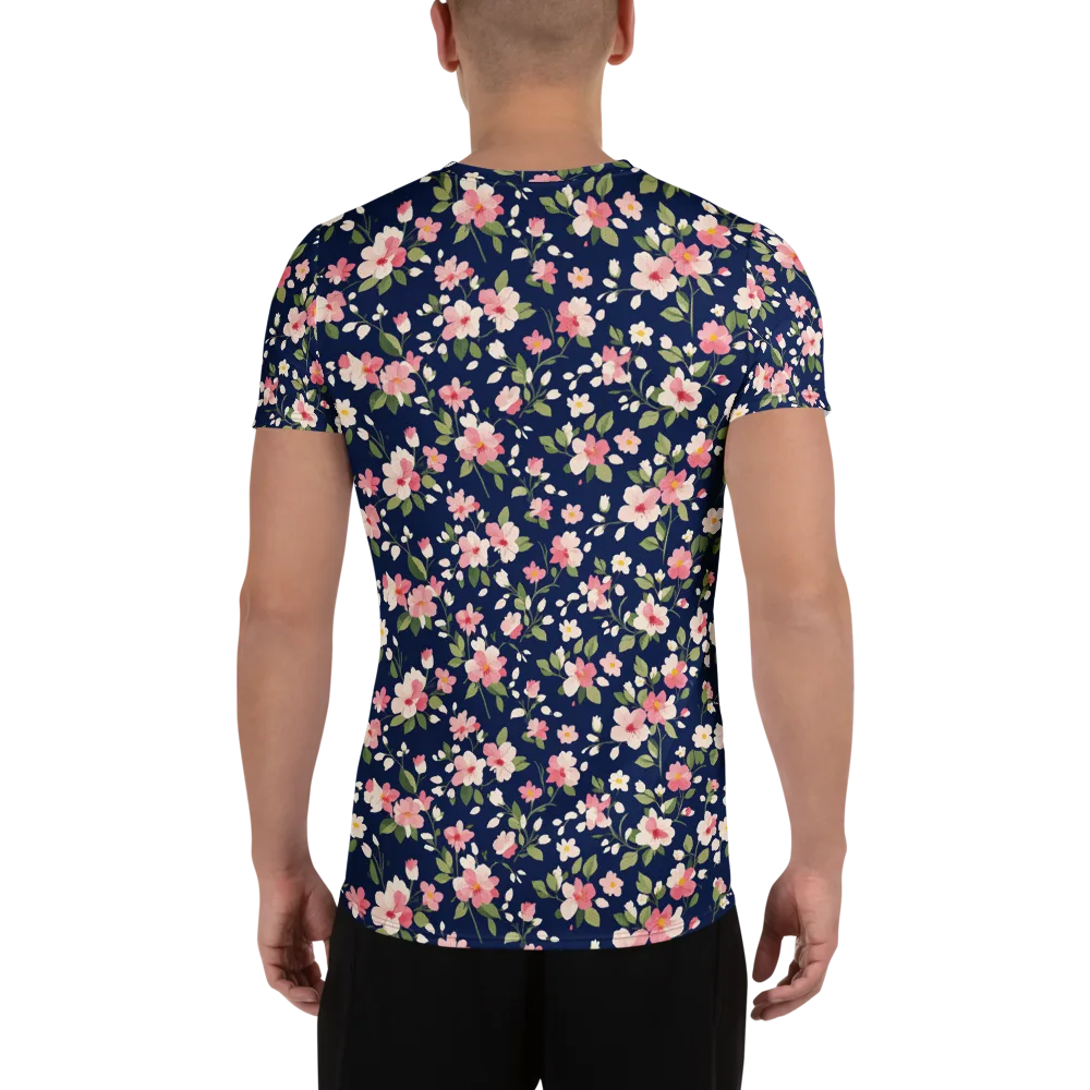 Midnight Blossom on Men's Athletic T-Shirt — Back