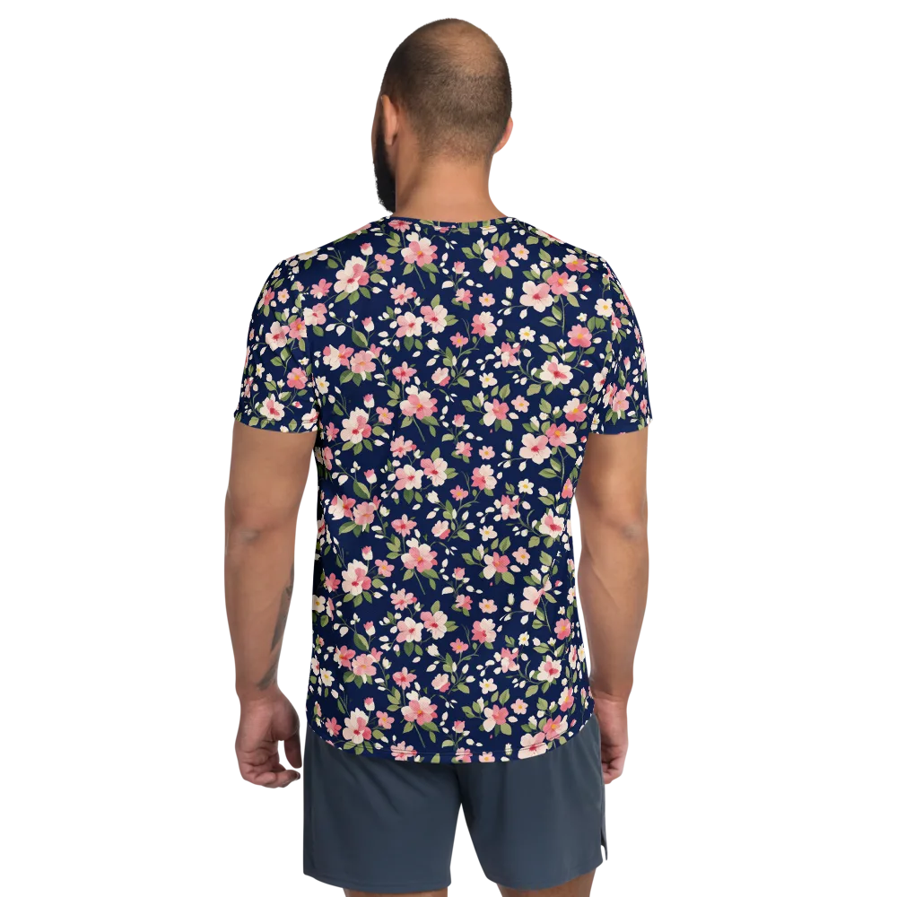 Midnight Blossom on Men's Athletic T-Shirt — Back
