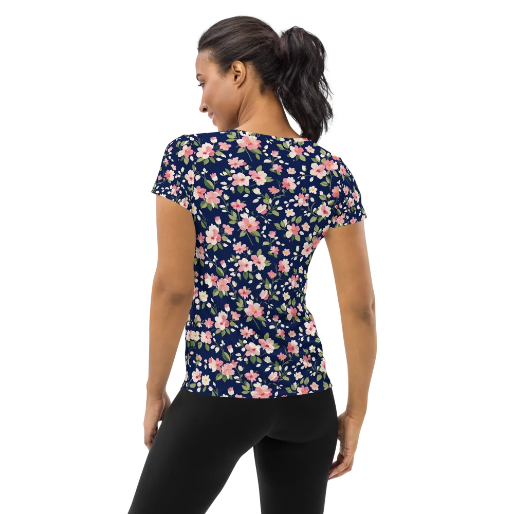 Midnight Blossom on Women's Athletic T-Shirt — Back