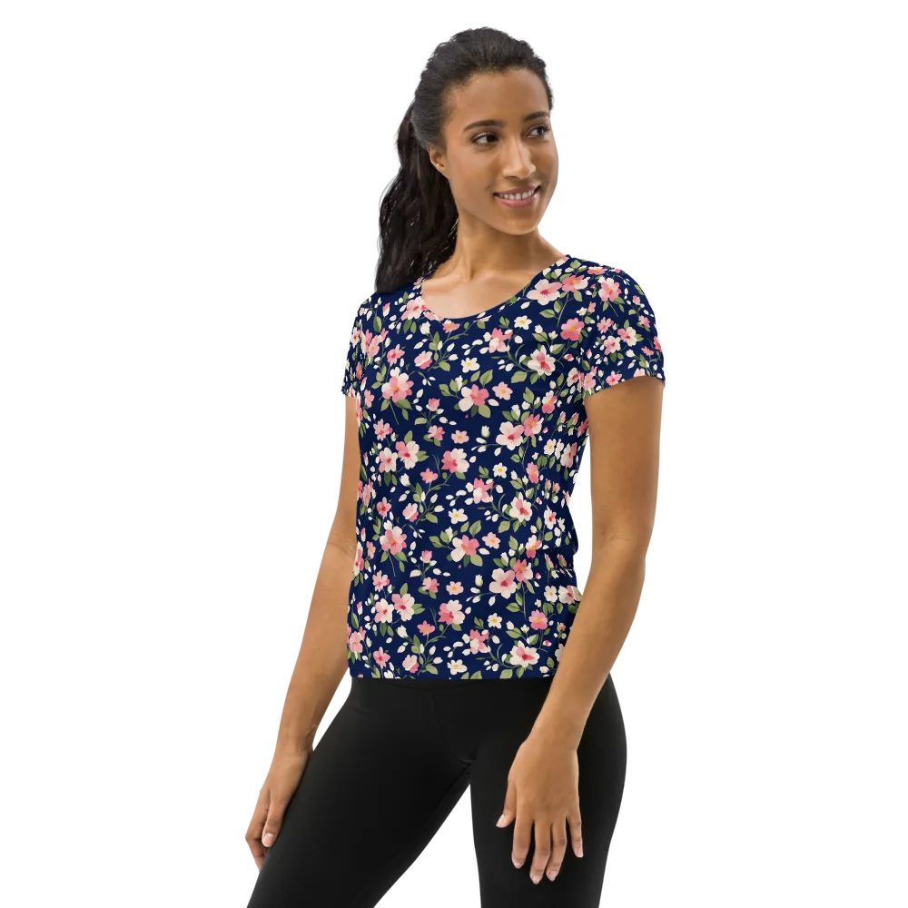 Midnight Blossom on Women's Athletic T-Shirt — Left