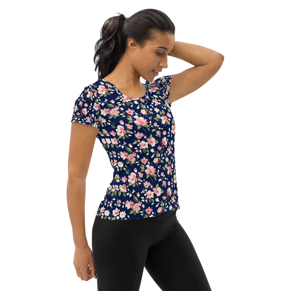 Midnight Blossom on Women's Athletic T-Shirt — Right