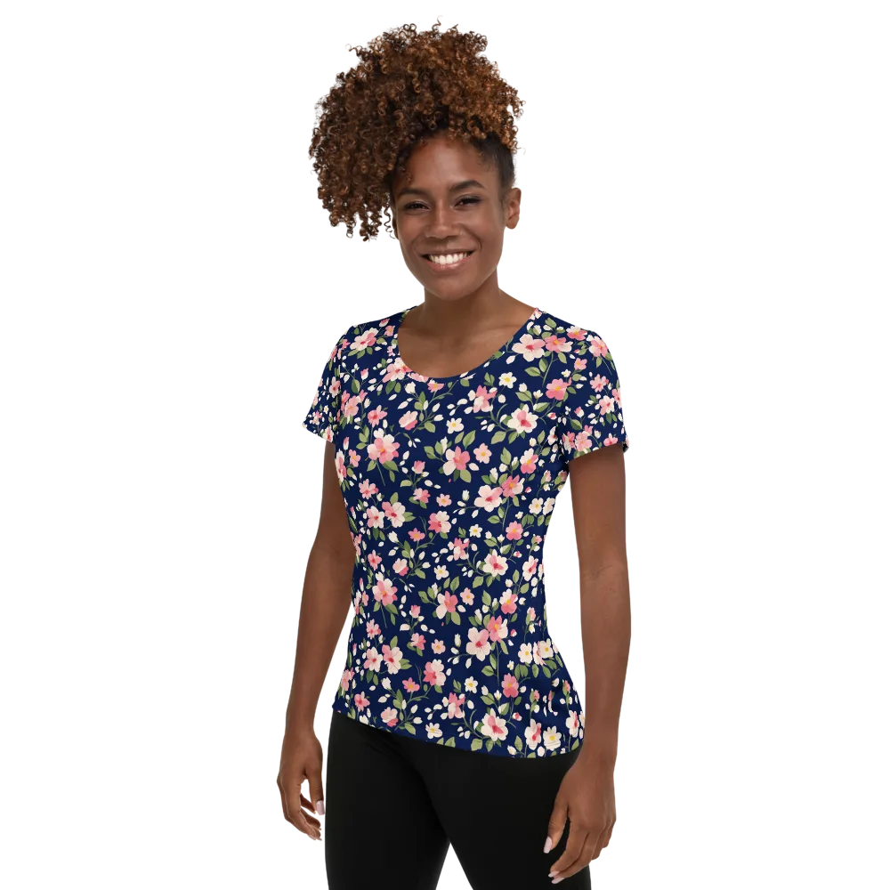 Midnight Blossom on Women's Athletic T-Shirt — Left
