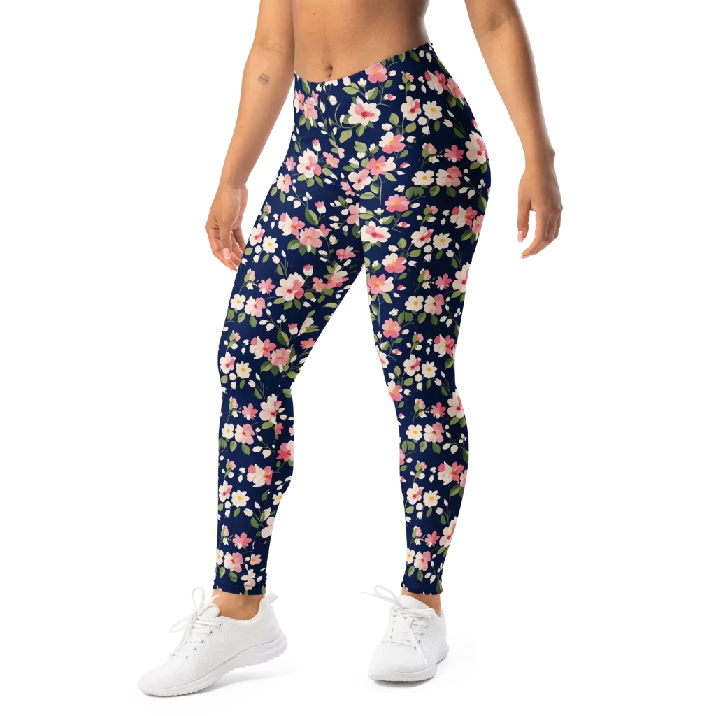 Midnight Blossom on Leggings — Left Front