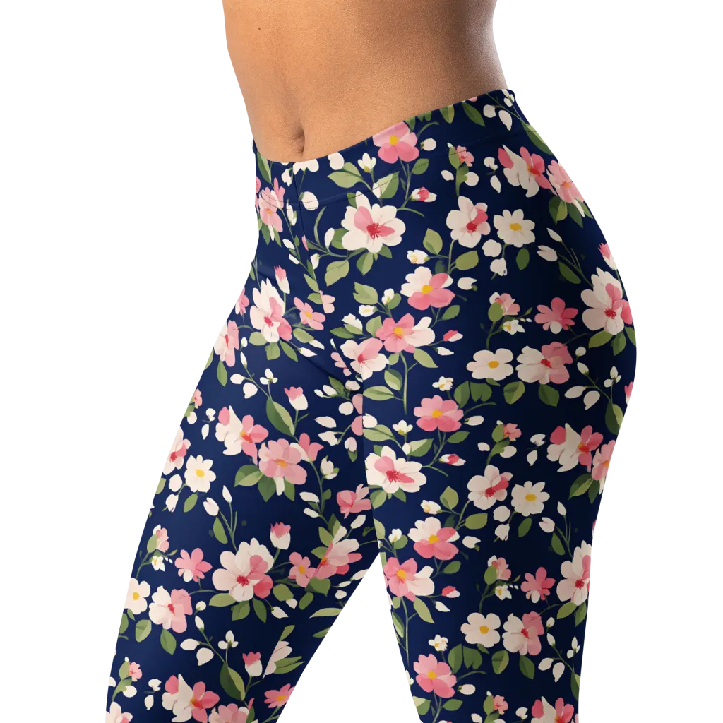 Midnight Blossom on Leggings — Left Front
