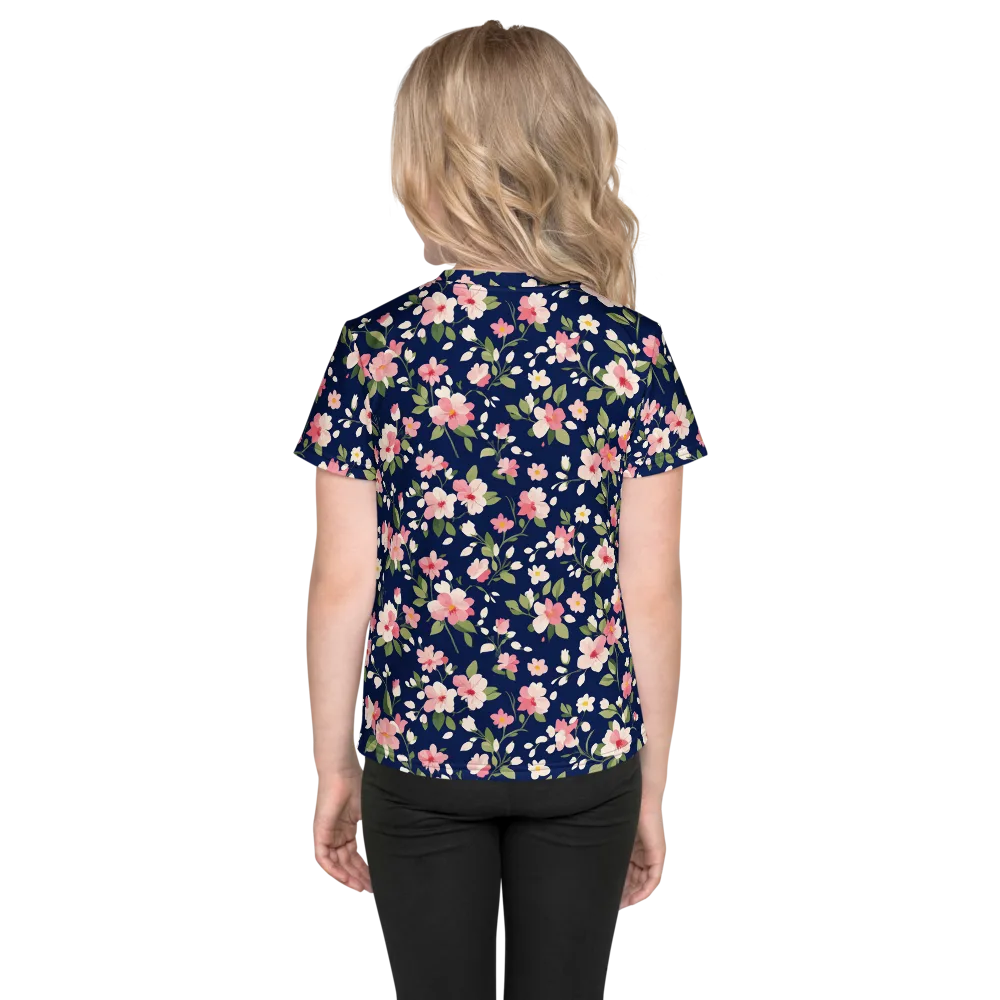 Midnight Blossom on Kids Crew Neck T-Shirt — Back