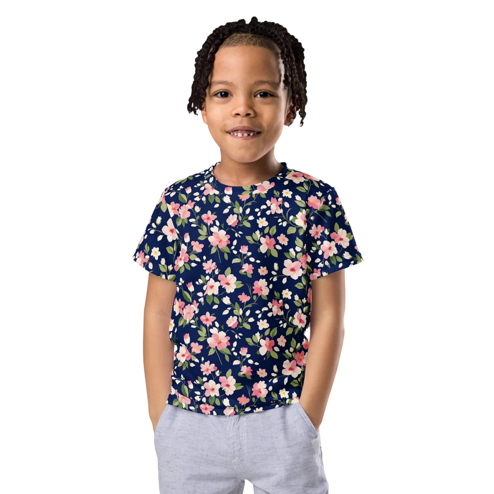 Midnight Blossom on Kids Crew Neck T-Shirt — Front